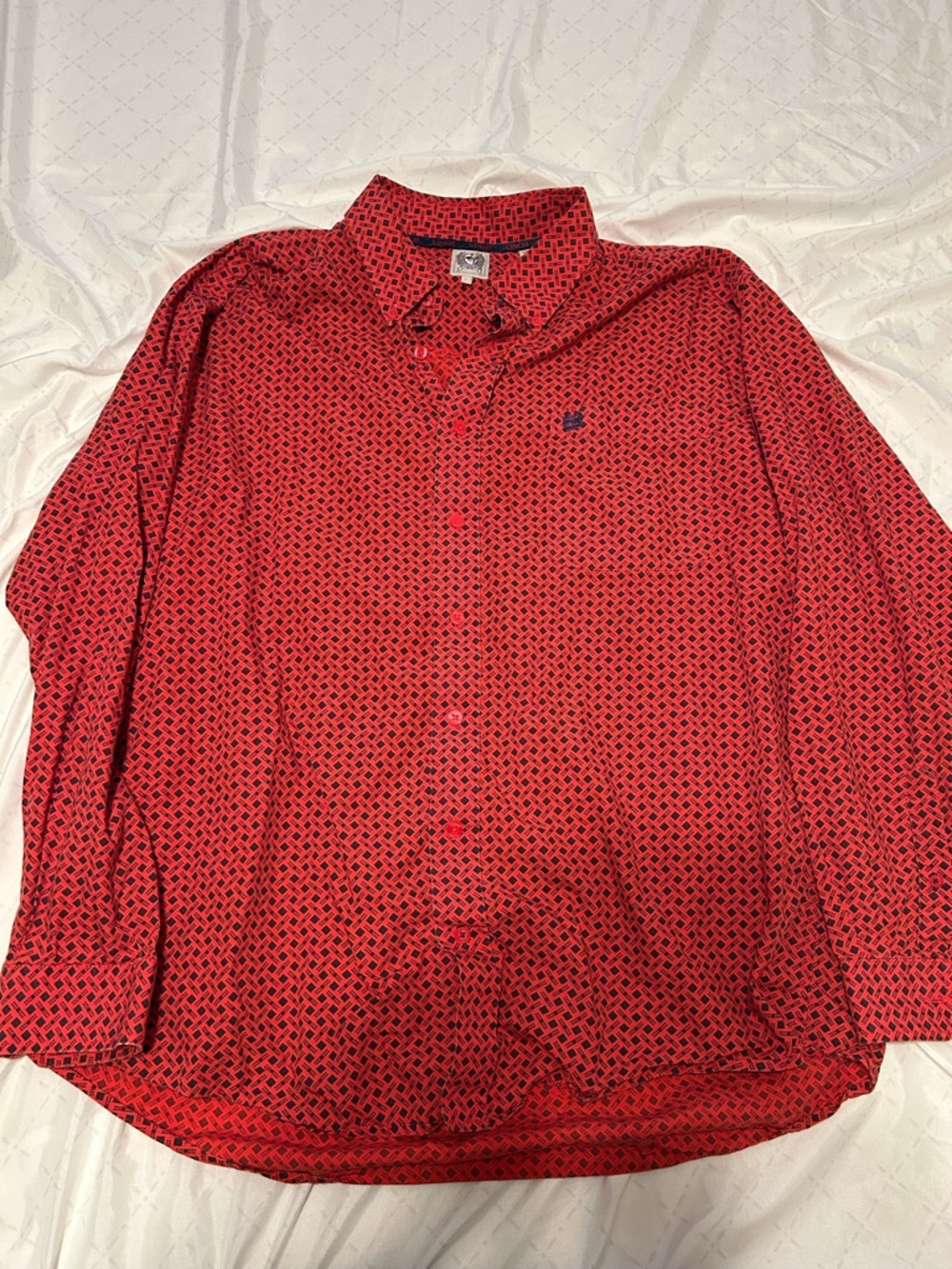 Cinch Red Geometric Print Button-Down Shirt